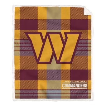 Pegasus Washington Commanders 60” x 70” Plaid Steel Ultra Cozy Sherpa Blanket
