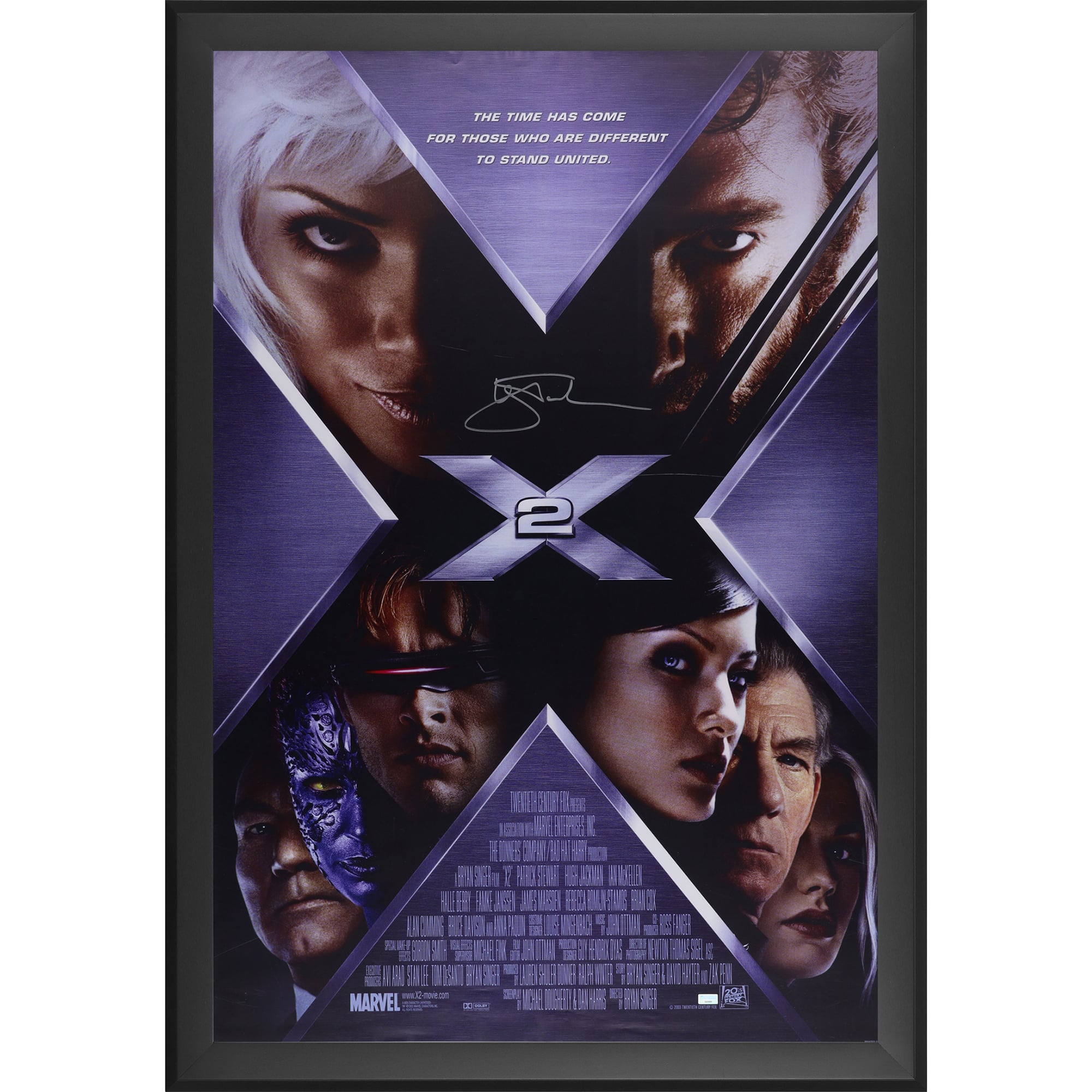 Hugh Jackman X2 Autographed Framed 27" x 40" Movie Poster
