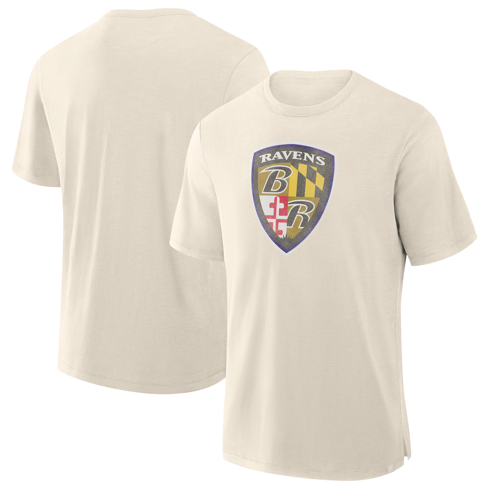 Men's Fanatics Cream Baltimore Ravens Slub T-Shirt