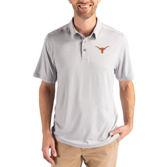 Men's Cutter & Buck Gray Texas Longhorns Coastline Epic Comfort Eco Recycled Polo