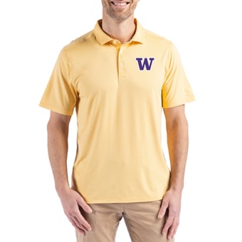 Men's Cutter & Buck Light Gold Washington Huskies Coastline Epic Comfort Eco Recycled Polo