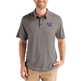 Men's Cutter & Buck Gray Washington Huskies Coastline Epic Comfort Eco Recycled Polo
