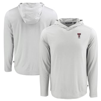 Men's Cutter & Buck Gray Texas Tech Red Raiders Coastline Epic Comfort Eco Recycled Long Sleeve Hoodie T-Shirt