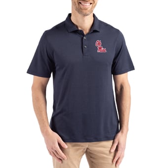 Men's Cutter & Buck Navy Ole Miss Rebels Coastline Epic Comfort Eco Recycled Polo