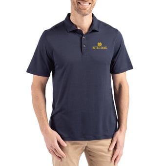 Men's Cutter & Buck Navy Notre Dame Fighting Irish Coastline Epic Comfort Eco Recycled Polo