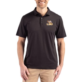 Men's Cutter & Buck Black LSU Tigers Coastline Epic Comfort Eco Recycled Polo