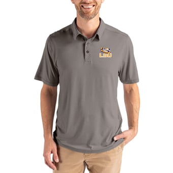 Men's Cutter & Buck Gray LSU Tigers Coastline Epic Comfort Eco Recycled Polo