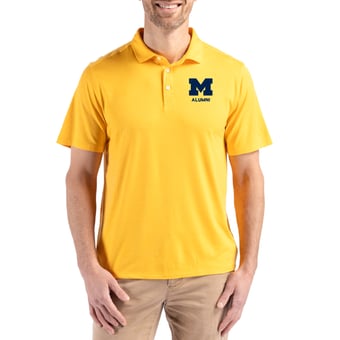Men's Cutter & Buck Maize Michigan Wolverines Coastline Epic Comfort Eco Recycled Polo