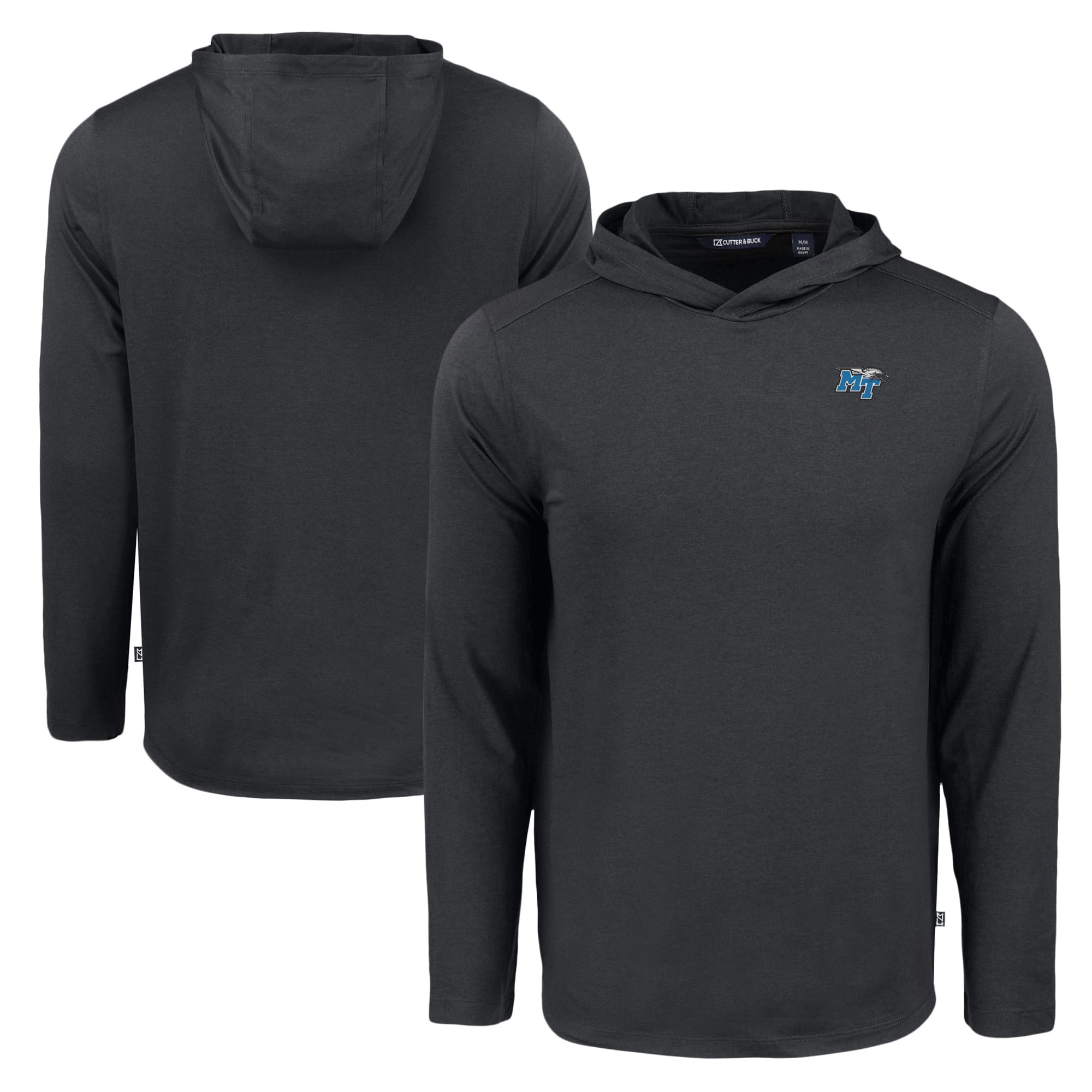Men's Cutter & Buck Black MTSU Blue Raiders Coastline Epic Comfort Eco Recycled Long Sleeve Hoodie T-Shirt