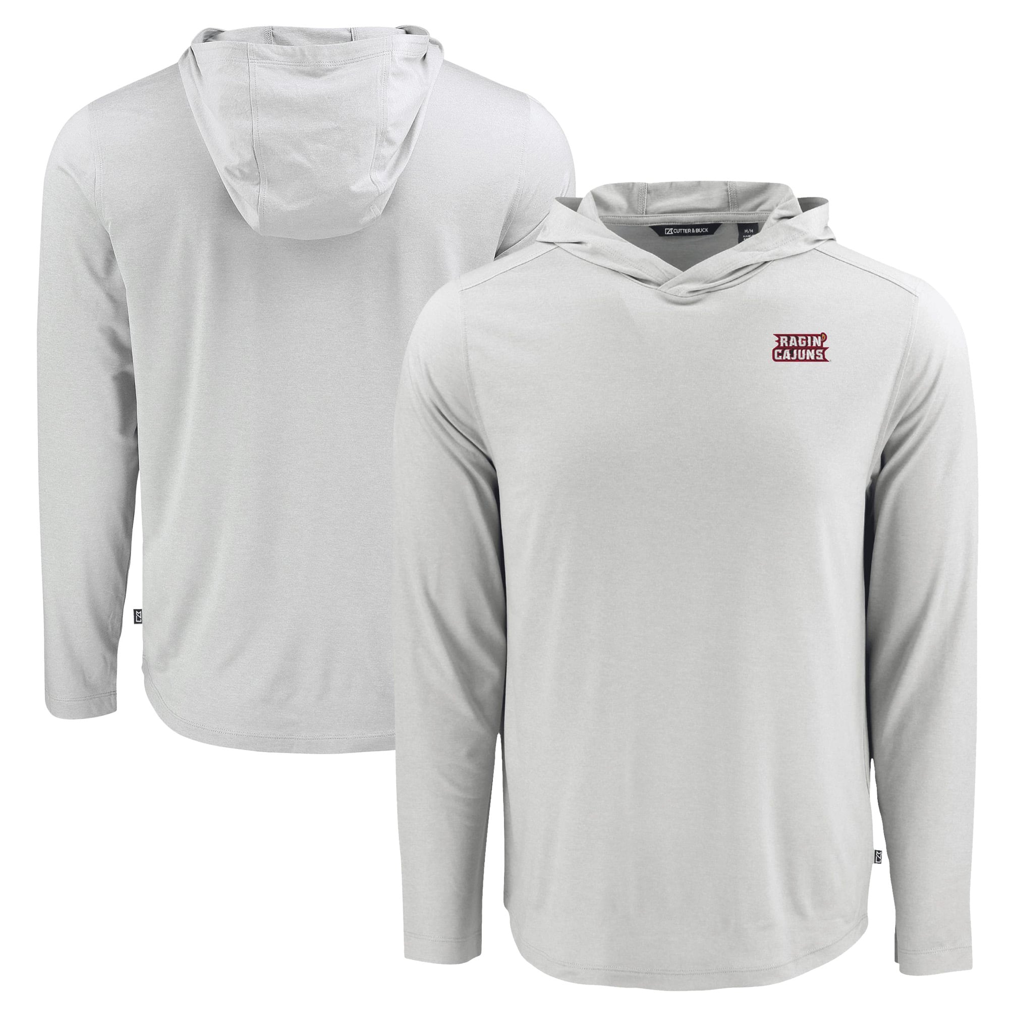 Men's Cutter & Buck Gray Louisiana Ragin' Cajuns Coastline Epic Comfort Eco Recycled Long Sleeve Hoodie T-Shirt