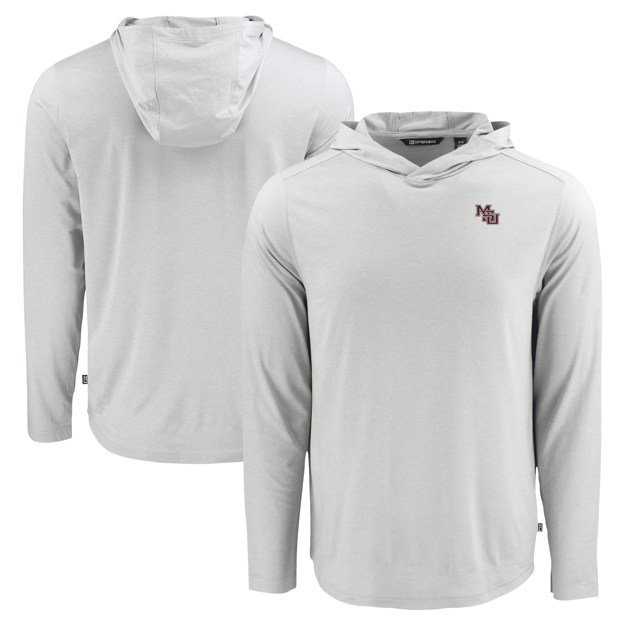 Men's Cutter & Buck Gray Mississippi State Bulldogs Coastline Epic Comfort Eco Recycled Long Sleeve Hoodie T-Shirt
