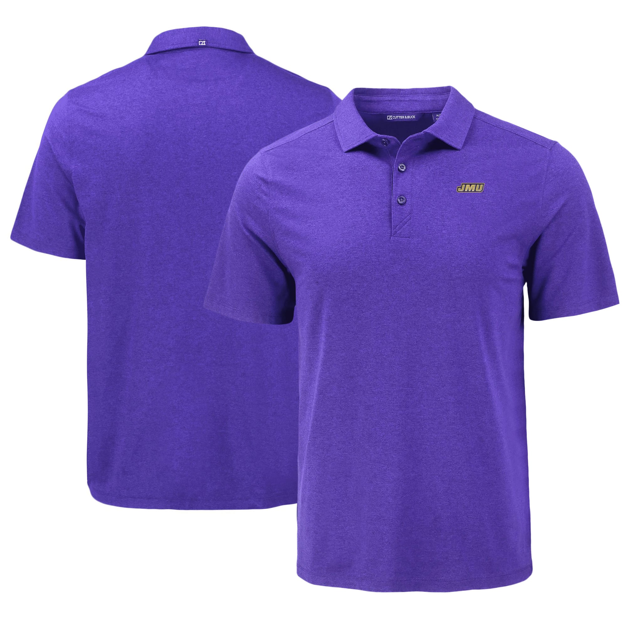Men's Cutter & Buck Purple James Madison Dukes Coastline Epic Comfort Eco Recycled Polo