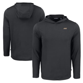 Men's Cutter & Buck Black James Madison Dukes Coastline Epic Comfort Eco Recycled Long Sleeve Hoodie T-Shirt