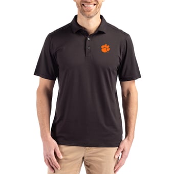 Men's Cutter & Buck Black Clemson Tigers Coastline Epic Comfort Eco Recycled Polo