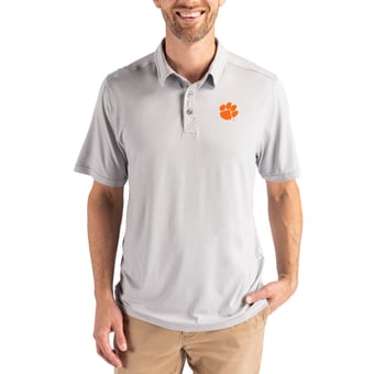 Men's Cutter & Buck Gray Clemson Tigers Coastline Epic Comfort Eco Recycled Polo