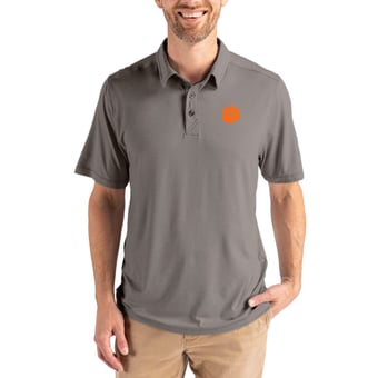 Men's Cutter & Buck Gray Clemson Tigers Coastline Epic Comfort Eco Recycled Polo