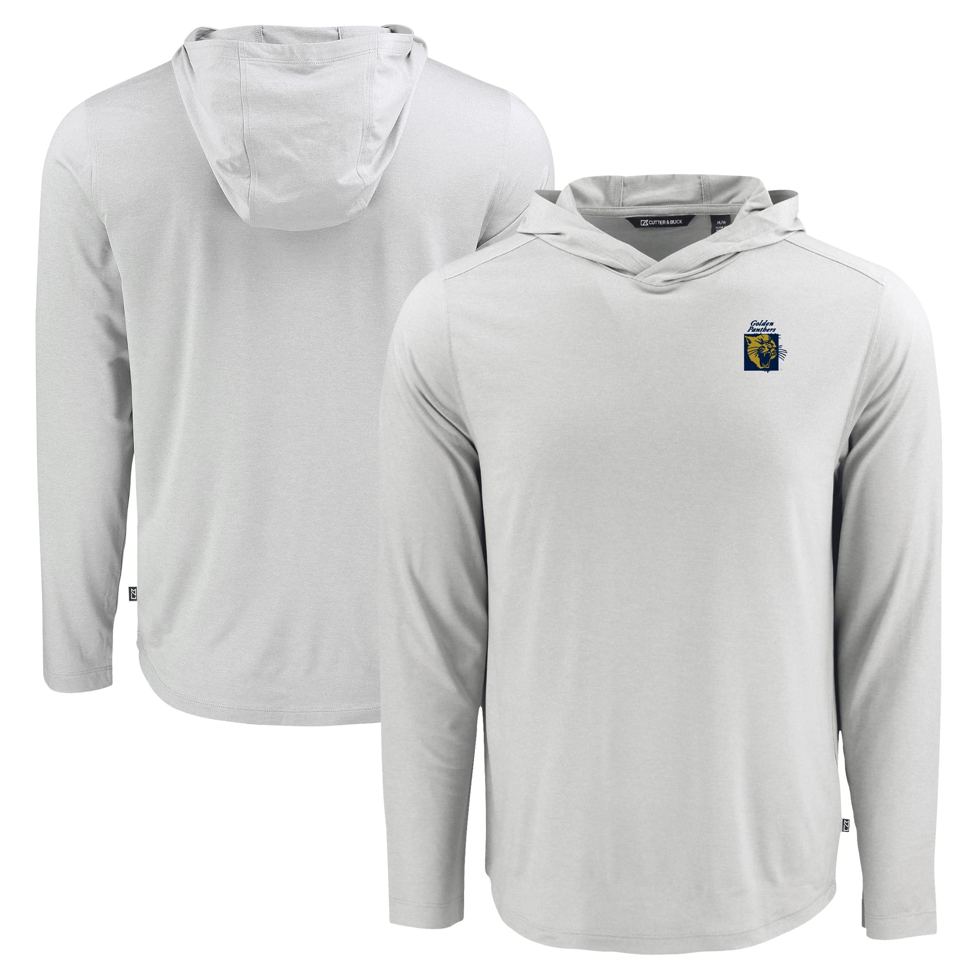 Men's Cutter & Buck Gray FIU Panthers Coastline Epic Comfort Eco Recycled Long Sleeve Hoodie T-Shirt