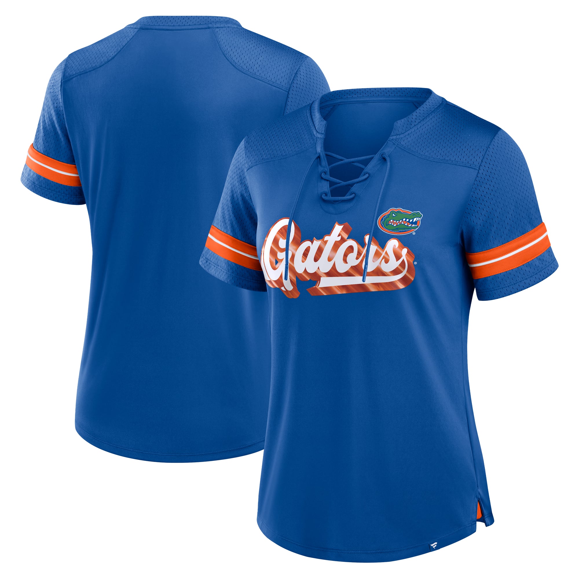 Women's Fanatics Royal Florida Gators Plus Size Overtime Readiness Lace-Up T-Shirt