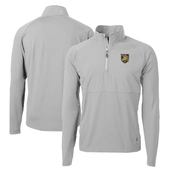 Men's Cutter & Buck Gray Army Black Knights Adapt Eco Knit Hybrid Recycled Raglan DryTec Quarter-Zip Jacket
