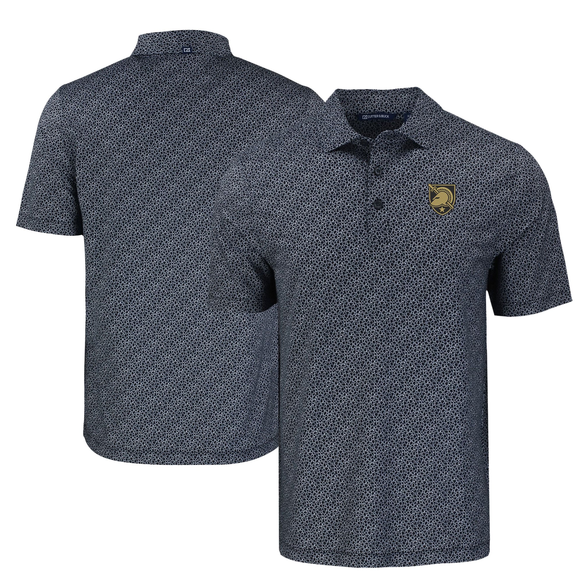 Men's Cutter & Buck Black Army Black Knights Pike Eco Pebble Print Recycled Polo