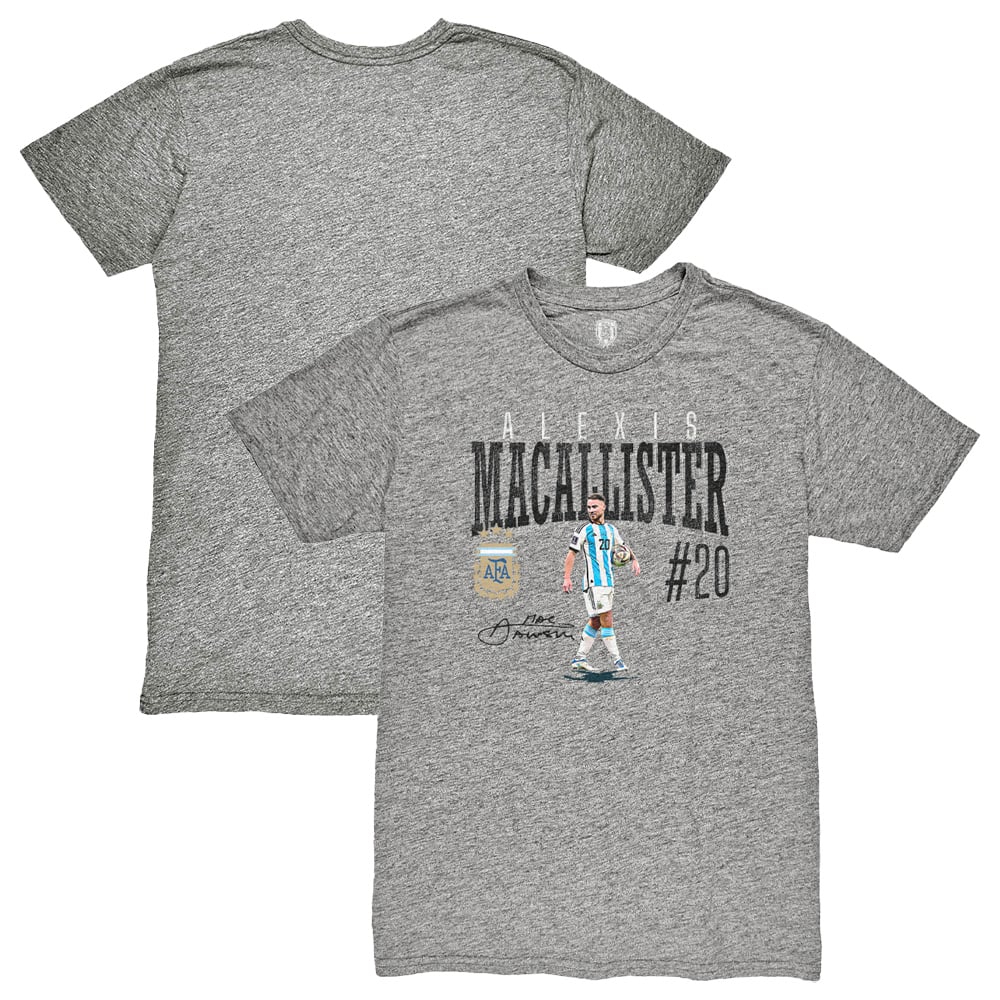 Men's 1863FC Alexis Mac Allister Heather Gray Argentina National Team Snapshot Tri-Blend T-Shirt