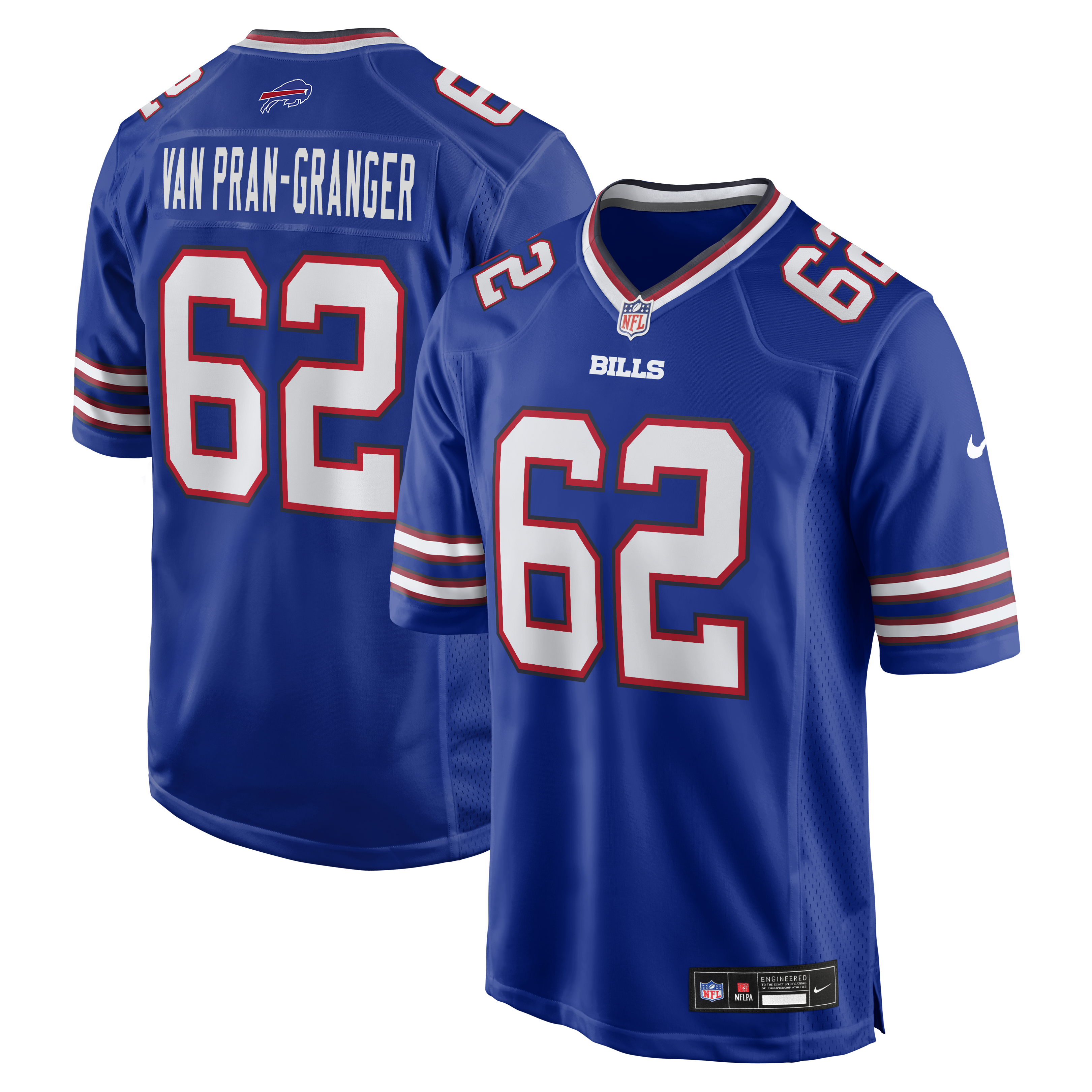 Men's Nike Sedrick Van Pran-Granger Royal Buffalo Bills Game Jersey