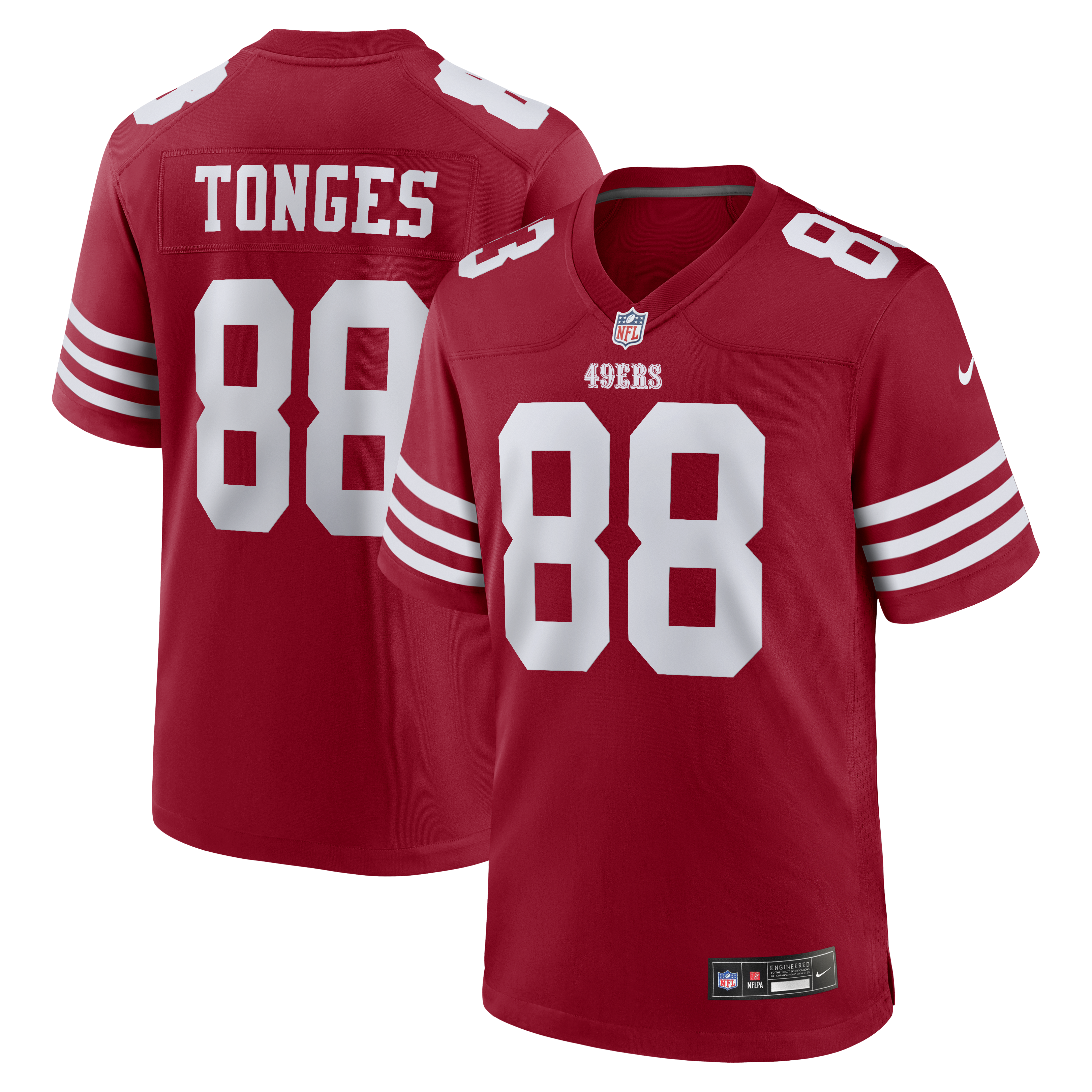 Men's Nike Jake Tonges Scarlet San Francisco 49ers Team Game Jersey