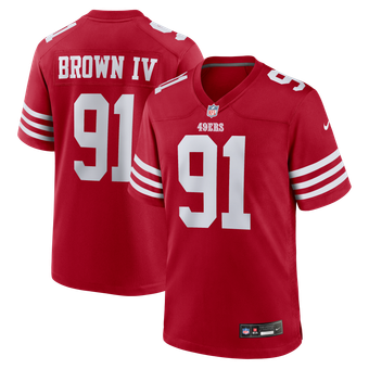 Men's Nike Earnest Brown IV  Scarlet San Francisco 49ers Team Game Jersey