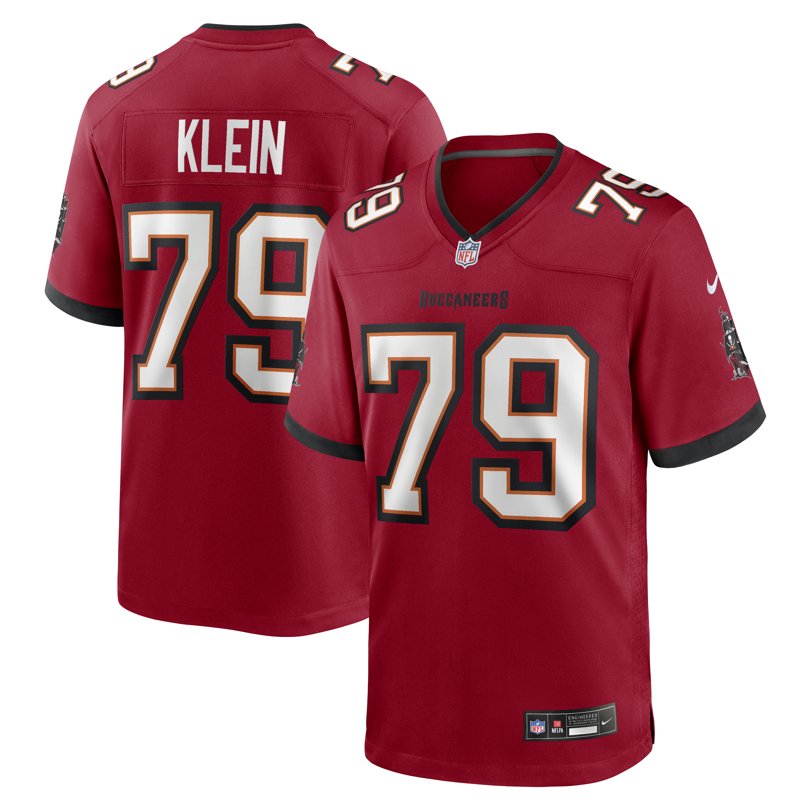 Men's Nike Elijah Klein Red Tampa Bay Buccaneers Game Jersey