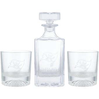 Tampa Bay Buccaneers Three-Piece Decanter & Rocks Glasses Set