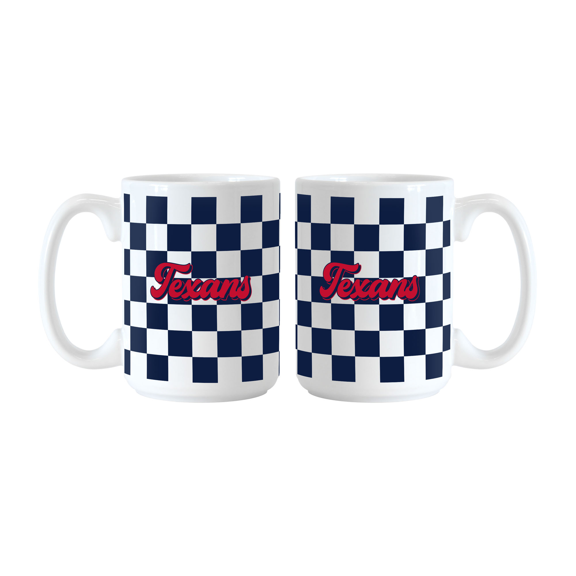 Houston Texans 2-Pack 15oz. Checkered Wordmark Mug Set