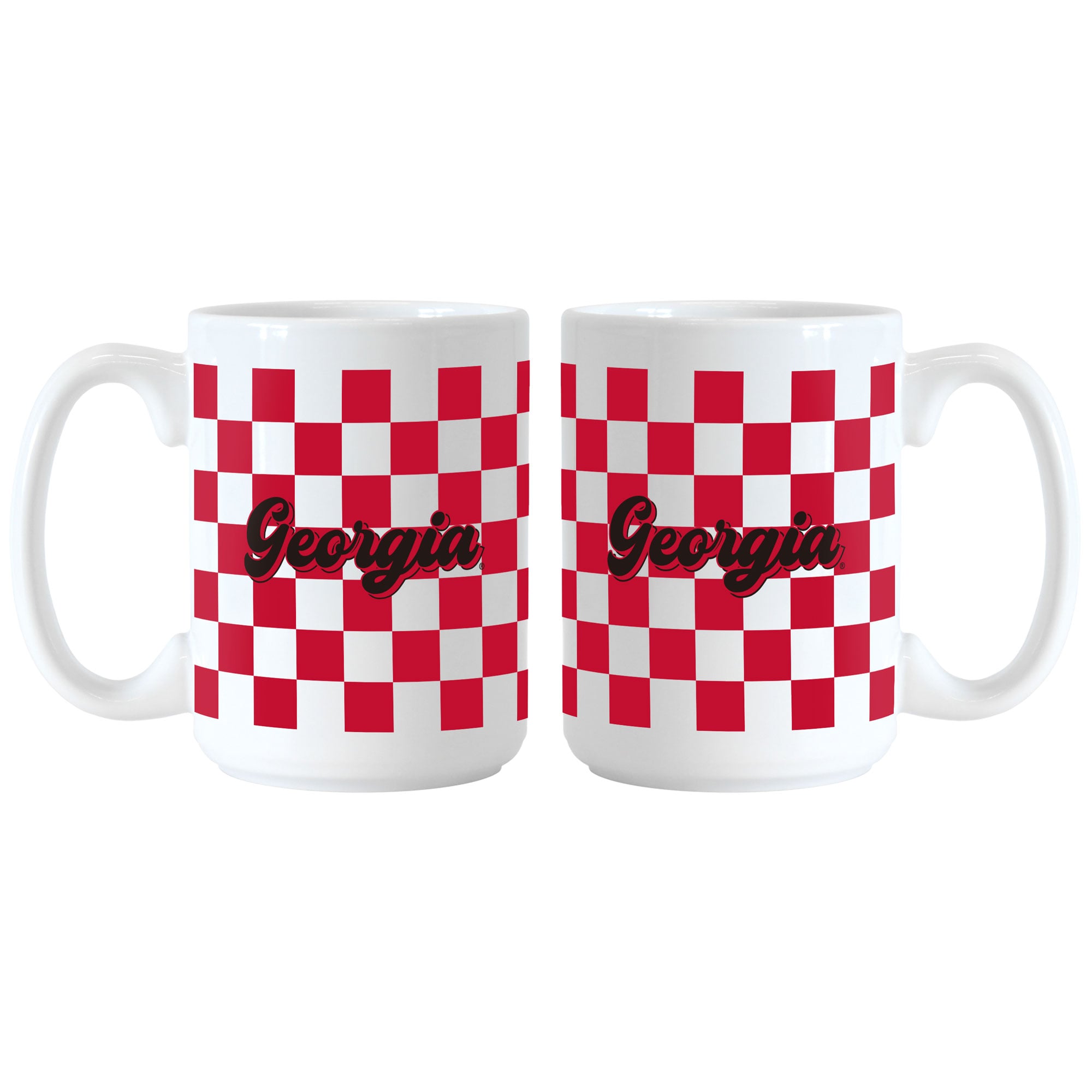 Georgia Bulldogs 2-Pack 15oz. Checkered Wordmark Mug Set