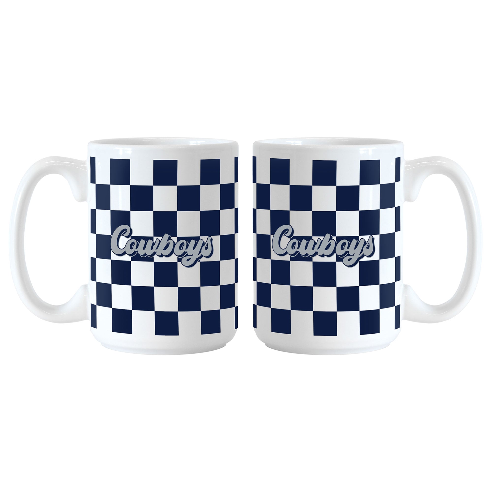 Dallas Cowboys 2-Pack 15oz. Checkered Wordmark Mug Set
