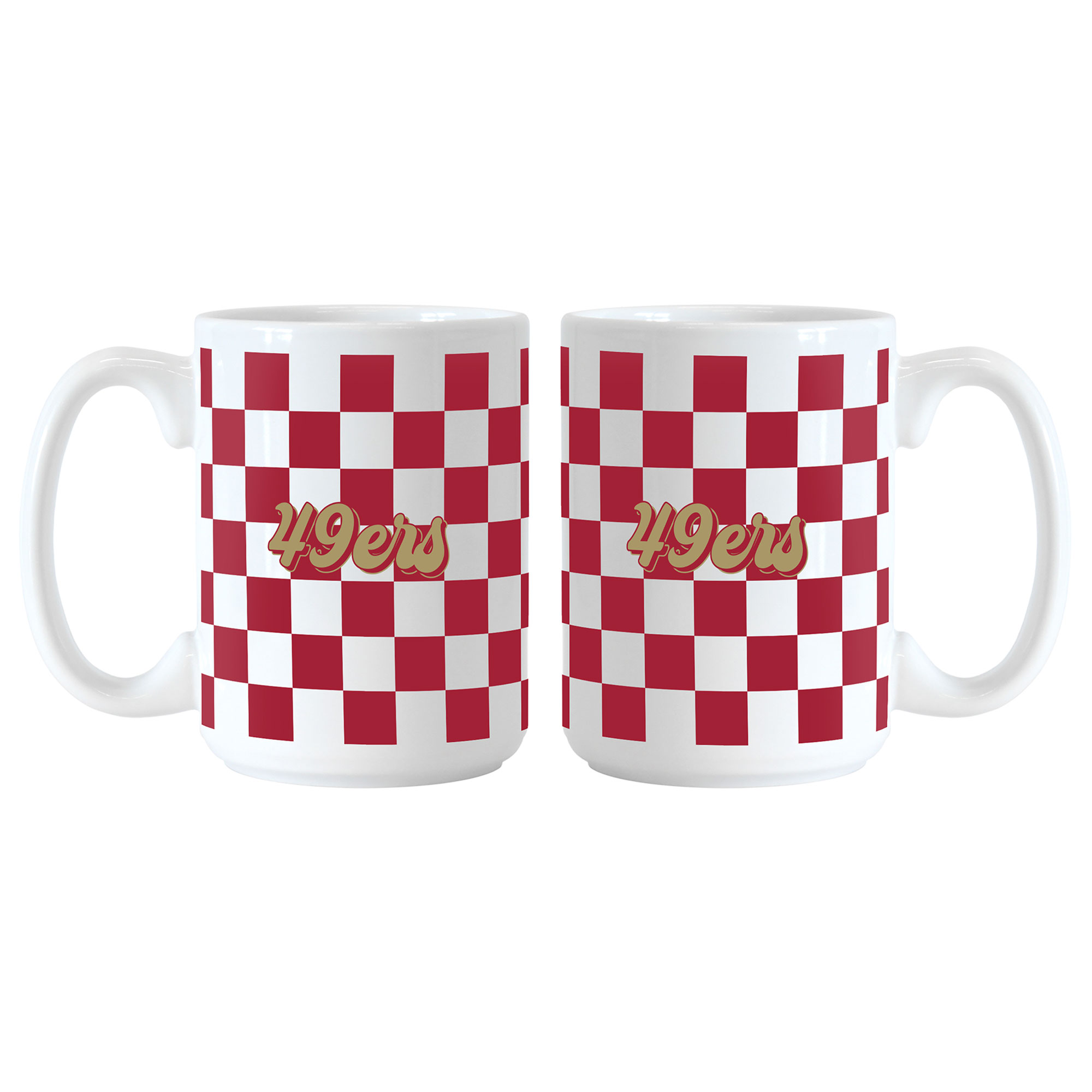 San Francisco 49ers 2-Pack 15oz. Checkered Wordmark Mug Set