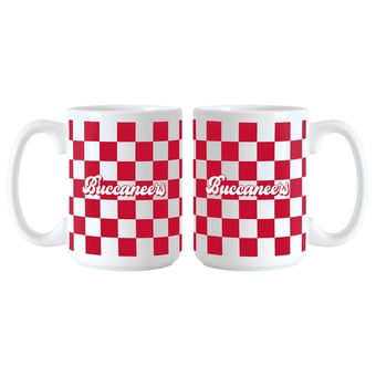 Tampa Bay Buccaneers 2-Pack 15oz. Checkered Wordmark Mug Set