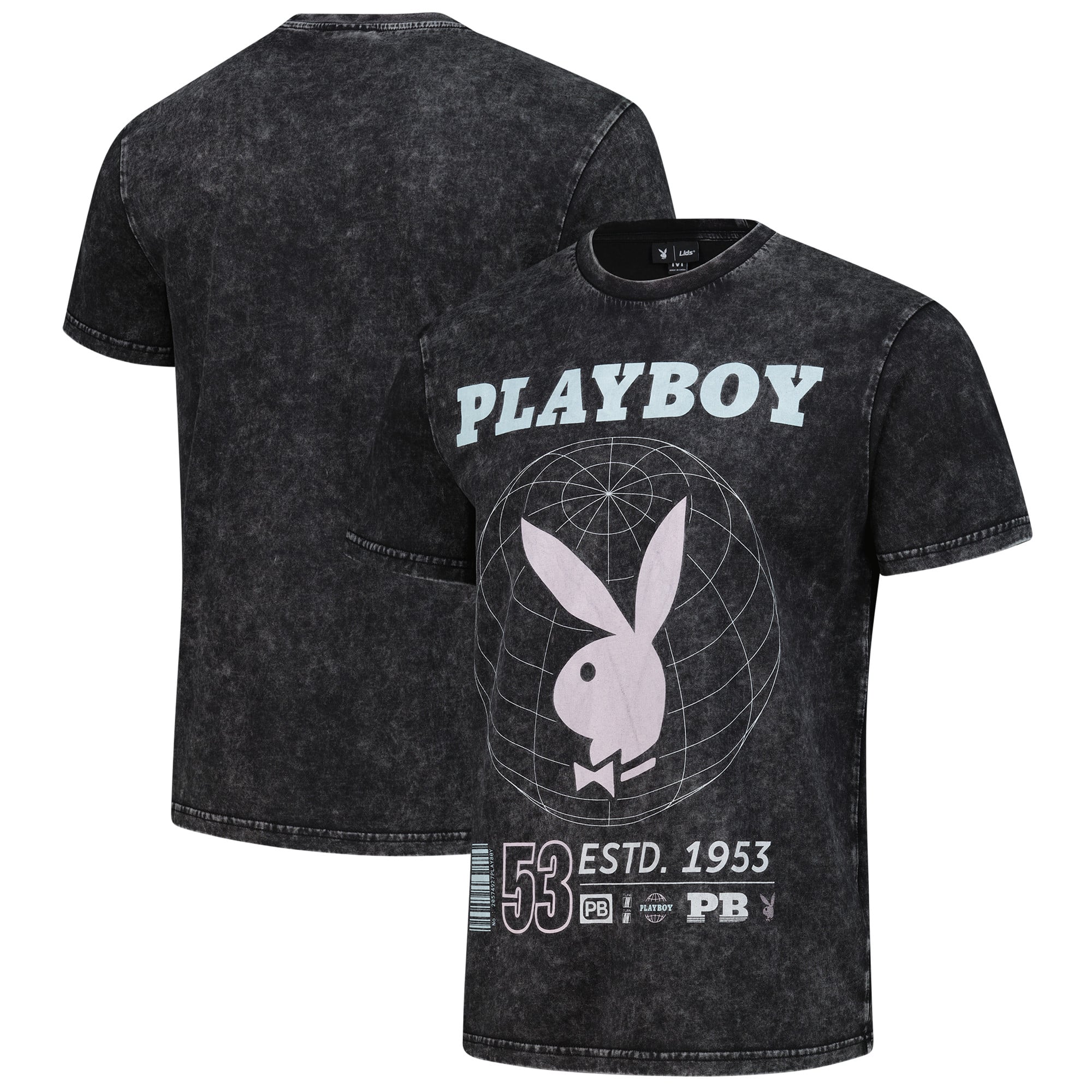 Men's Lids  Black Playboy Distressed Oversized Rabbit T-Shirt