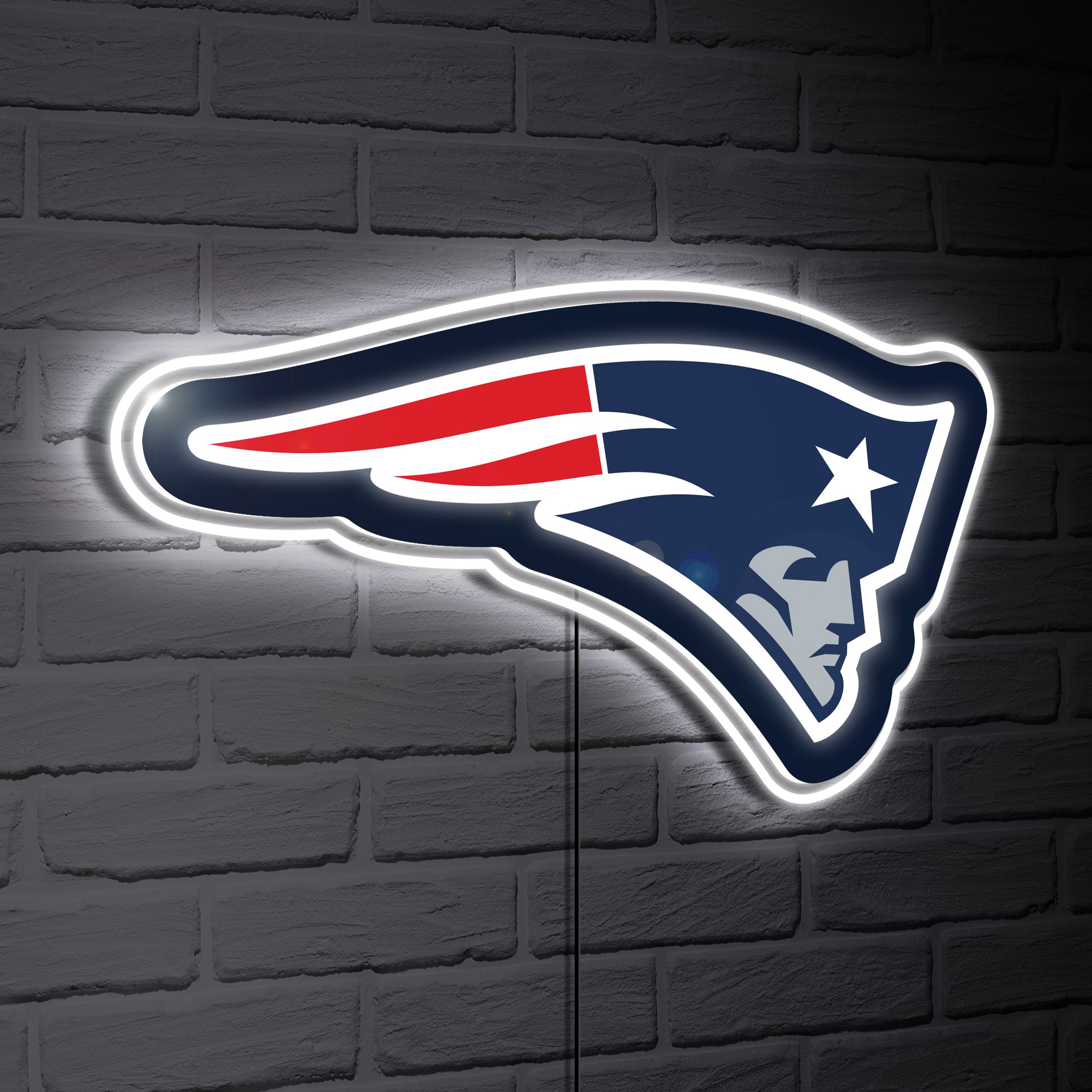 New England Patriots LED Team Logo Shaped Lighted Wall Sign New England Patriots LED Team Logo Shaped Lighted Wall Sign