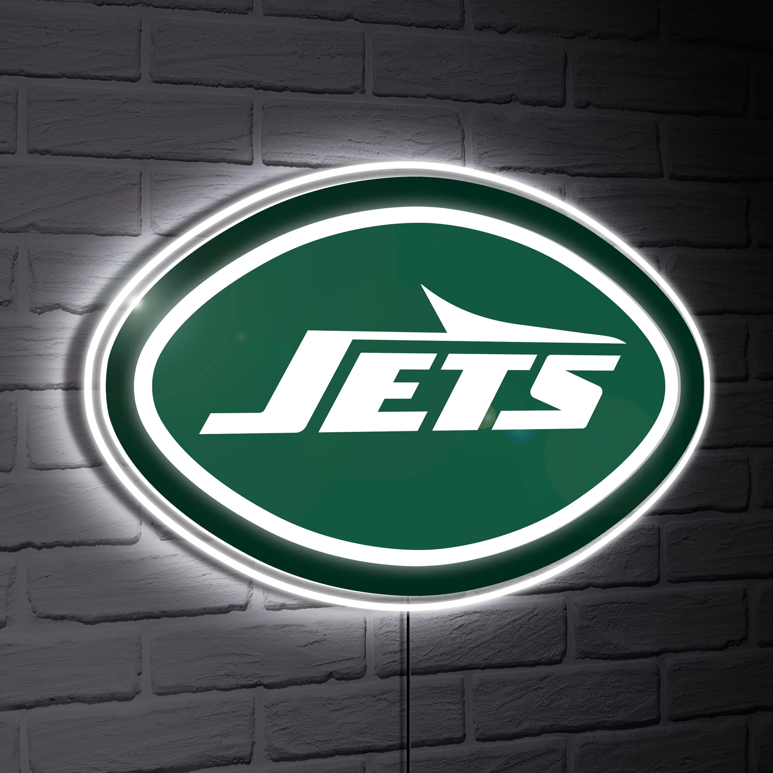New York Jets LED Team Logo Shaped Lighted Wall Sign New York Jets LED Team Logo Shaped Lighted Wall Sign