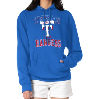 Women's G-III 4Her by Carl Banks Royal Texas Rangers Team Logo Graphic Fleece Pullover Hoodie
