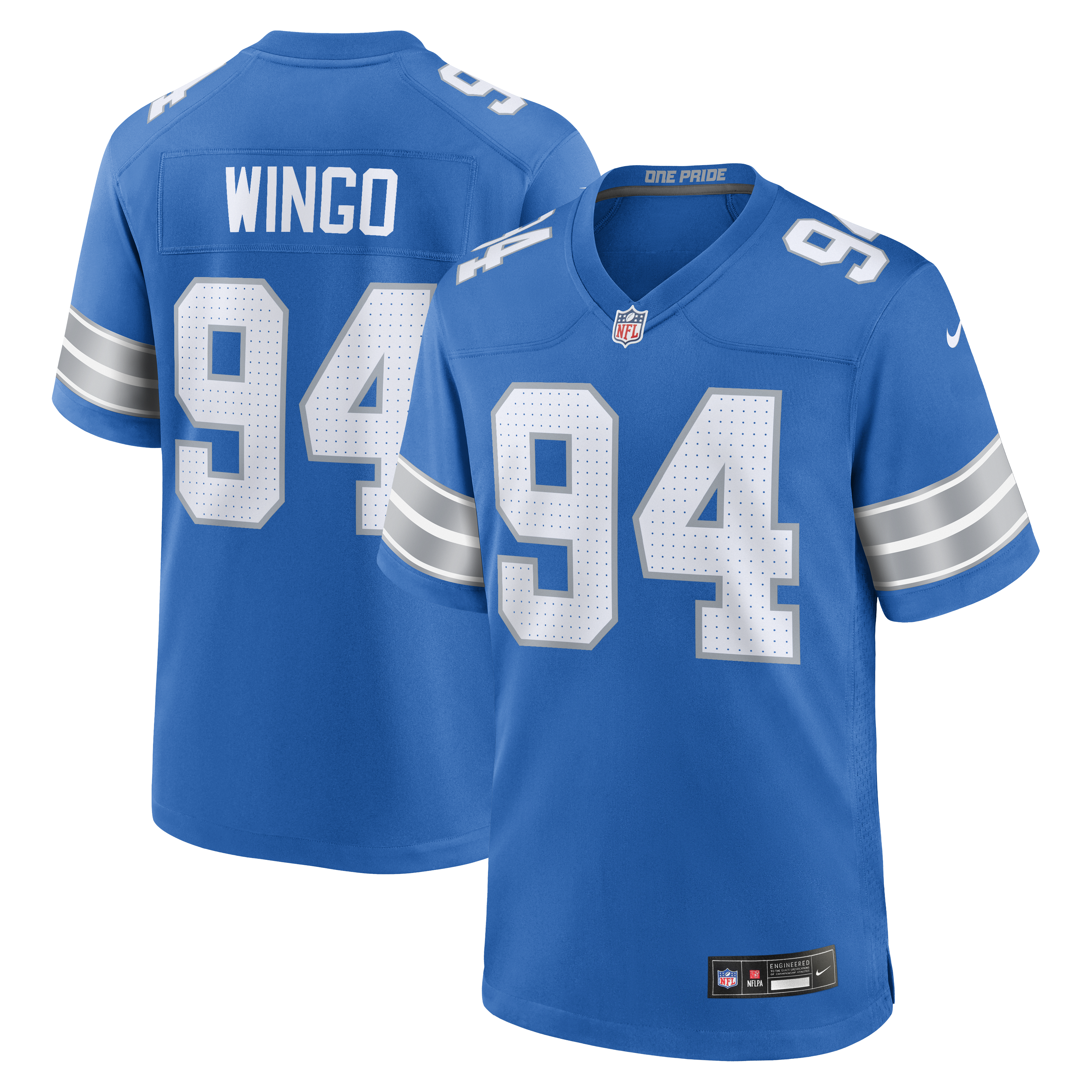 Men's Nike Mekhi Wingo Blue Detroit Lions Team Game Jersey