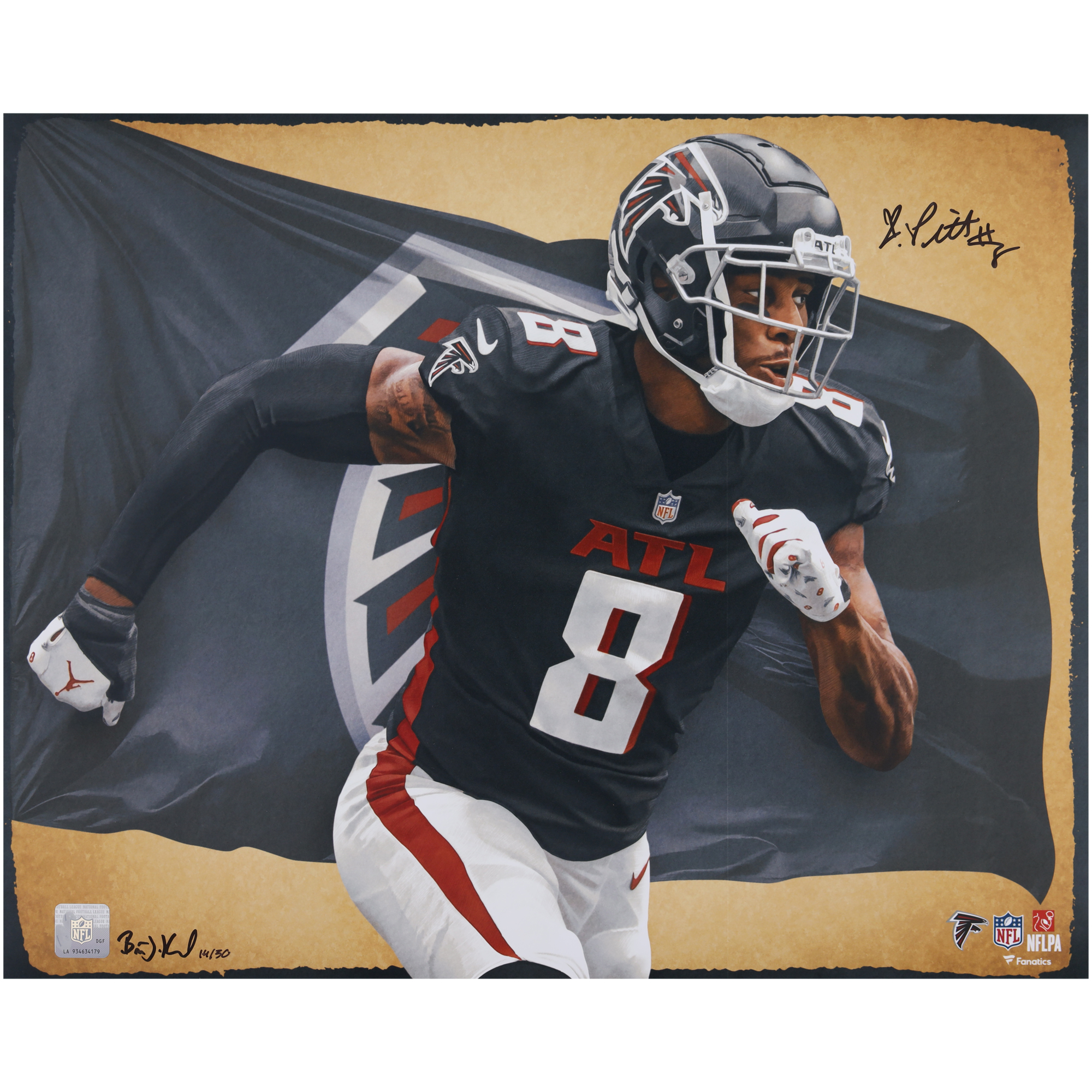 Kyle Pitts Atlanta Falcons Autographed 16" x 20" Photo Print - Art by Brian Konnick - Limited Edition of 50
