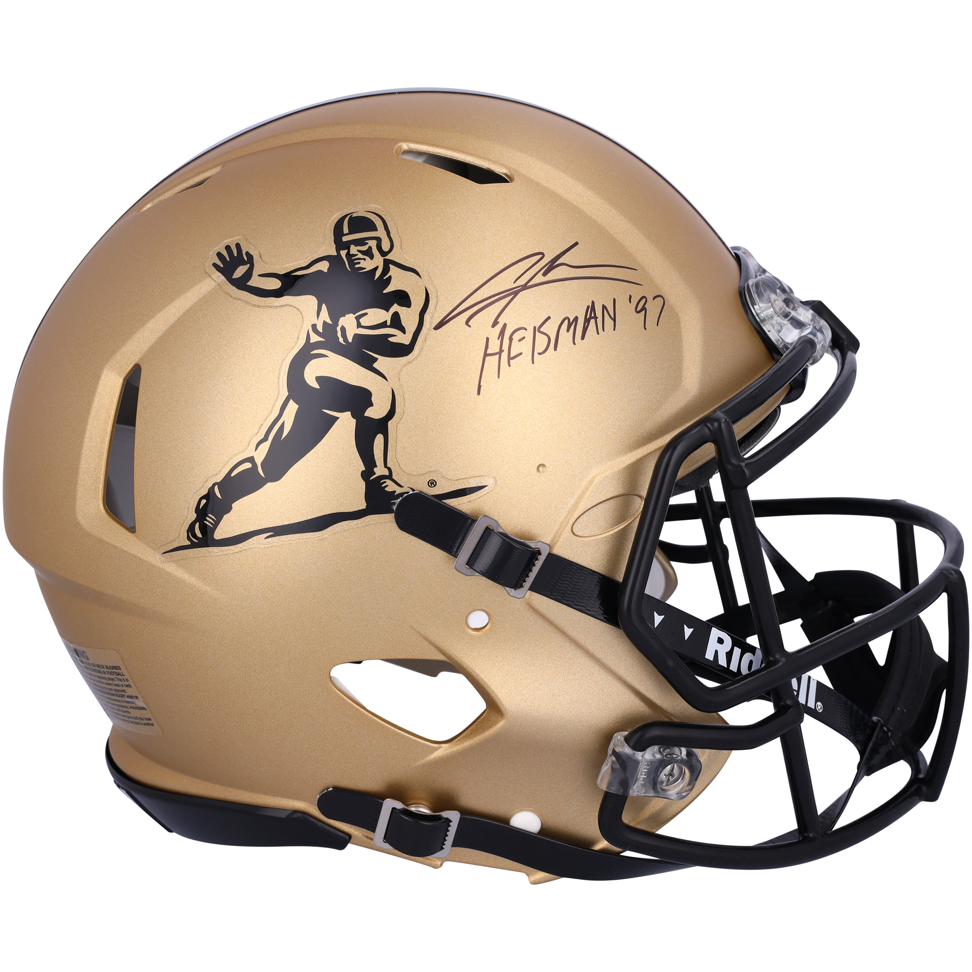 Charles Woodson Michigan Wolverines Autographed Gold Heisman Speed Authentic Helmet with "Heisman 97" Inscription
