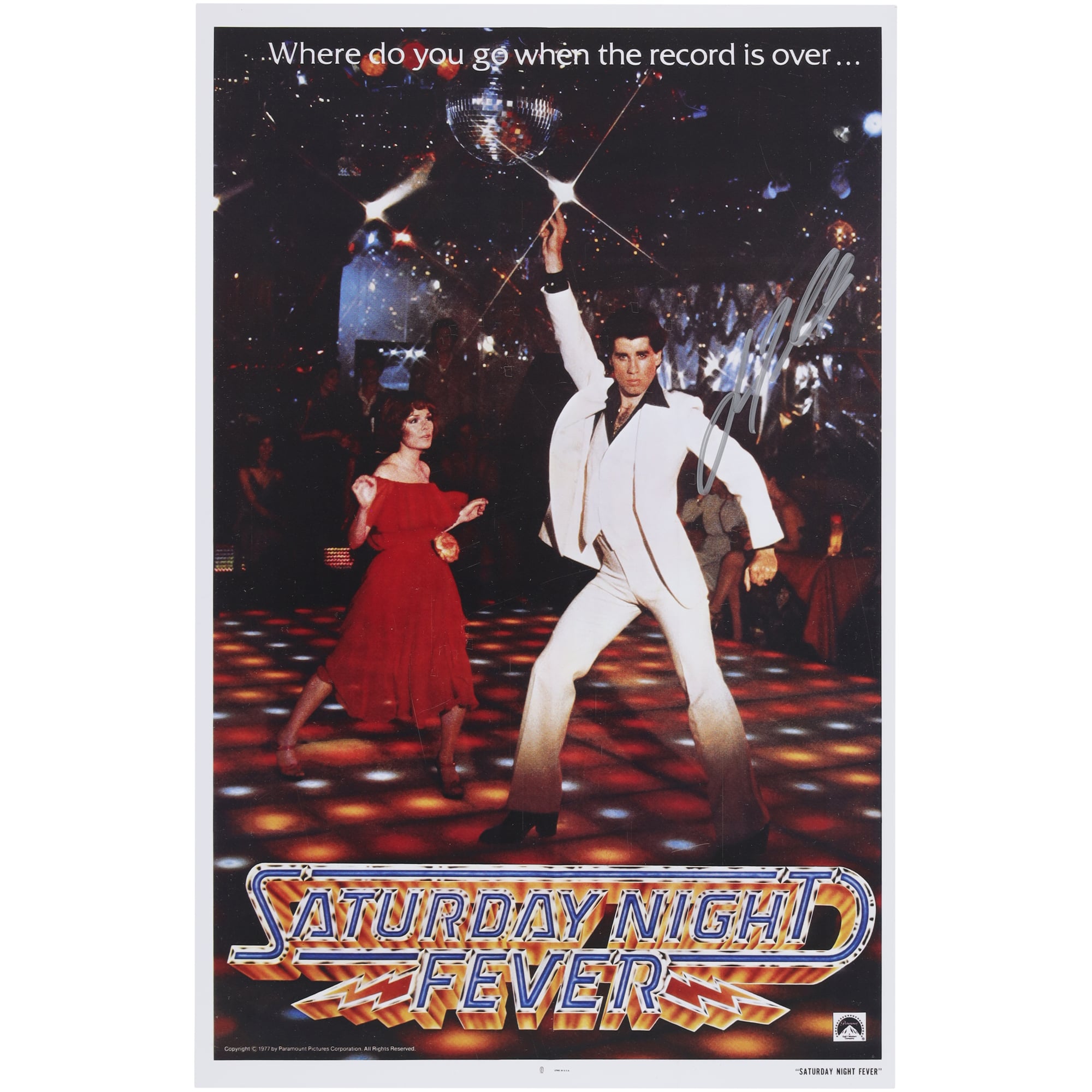 John Travolta Saturday Night Fever Autographed 11" x 17" Movie Poster