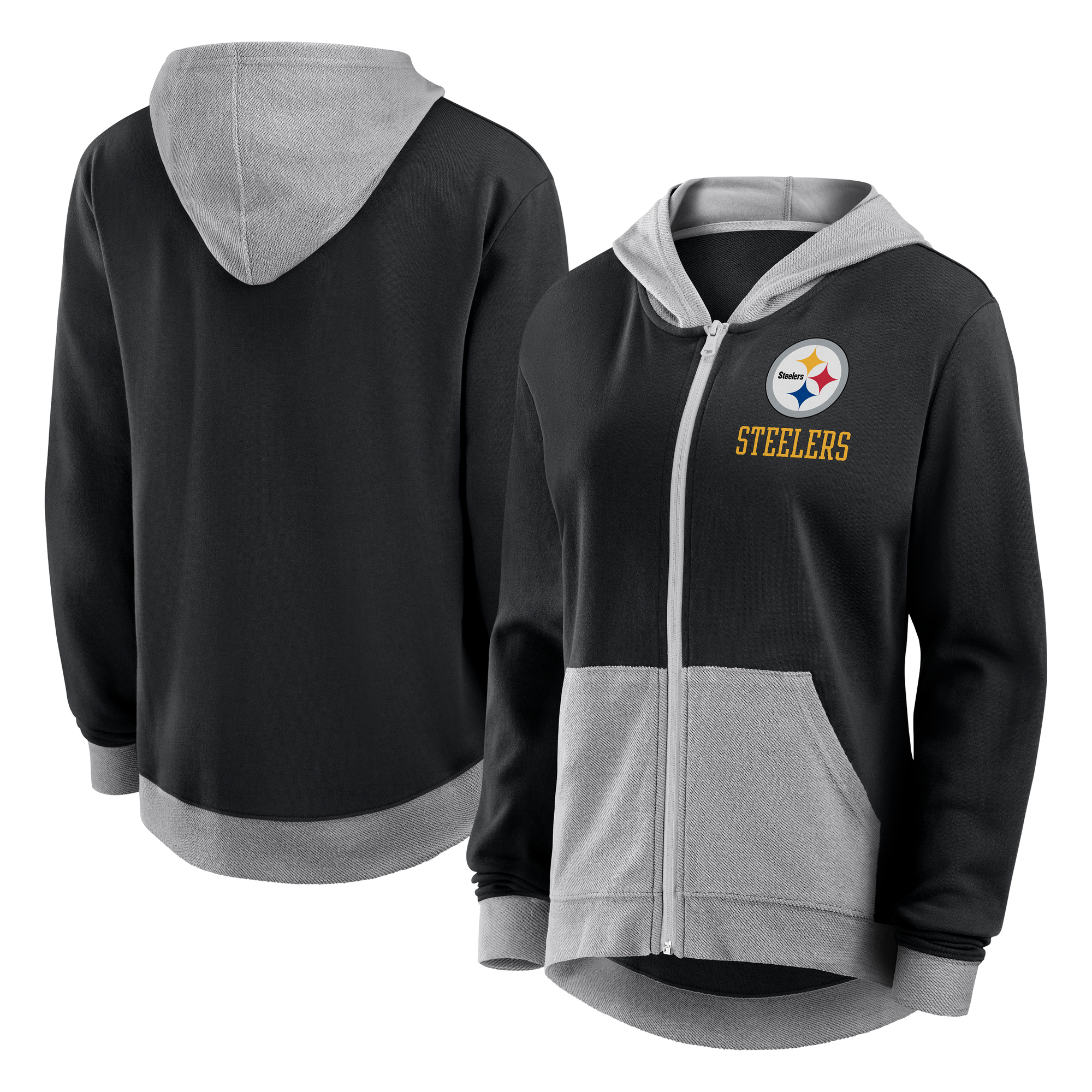 Women's Fanatics Black Pittsburgh Steelers Hit It Full-Zip Hoodie