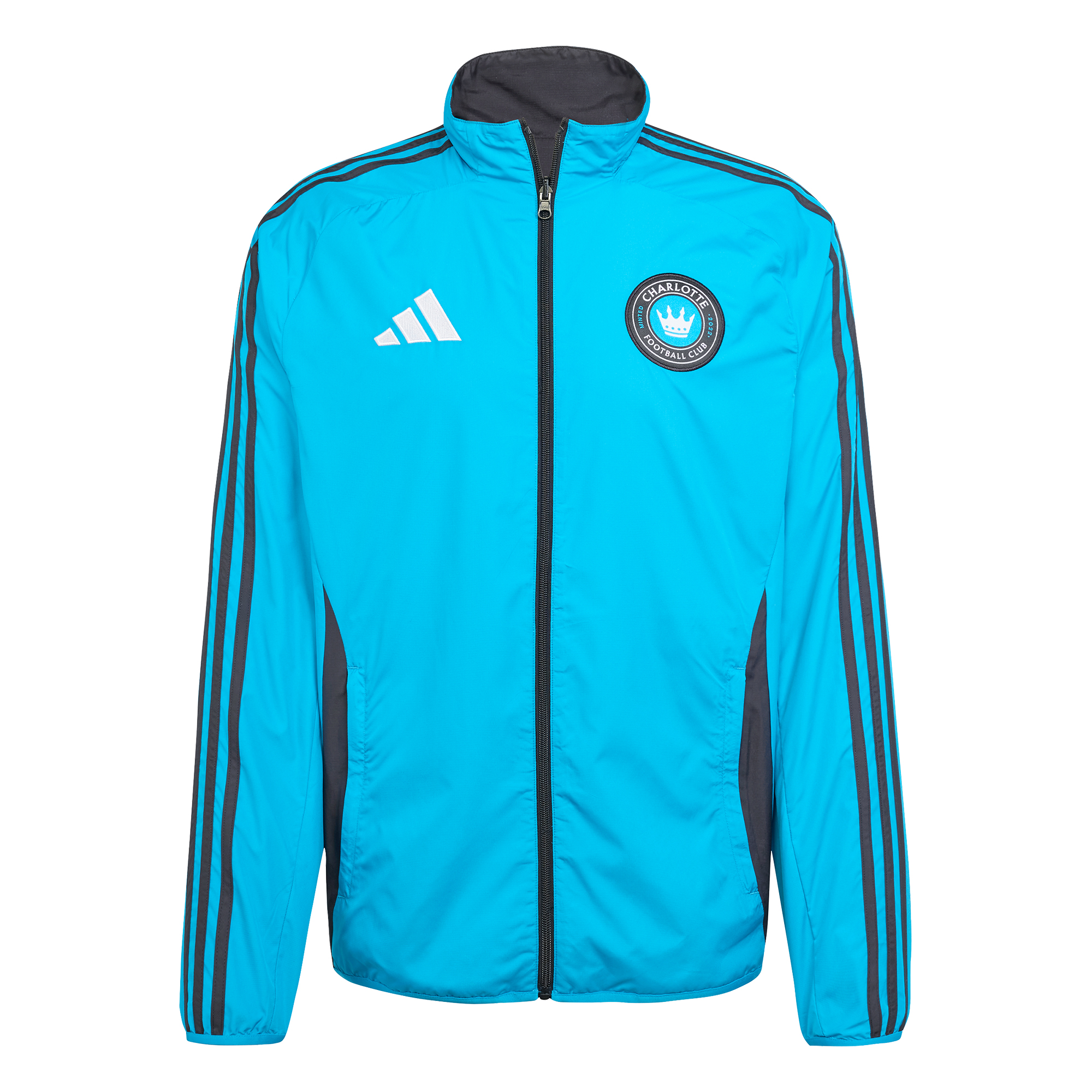 Men's adidas Blue/Black Charlotte FC 2025 Anthem Reversible Full-Zip Jacket