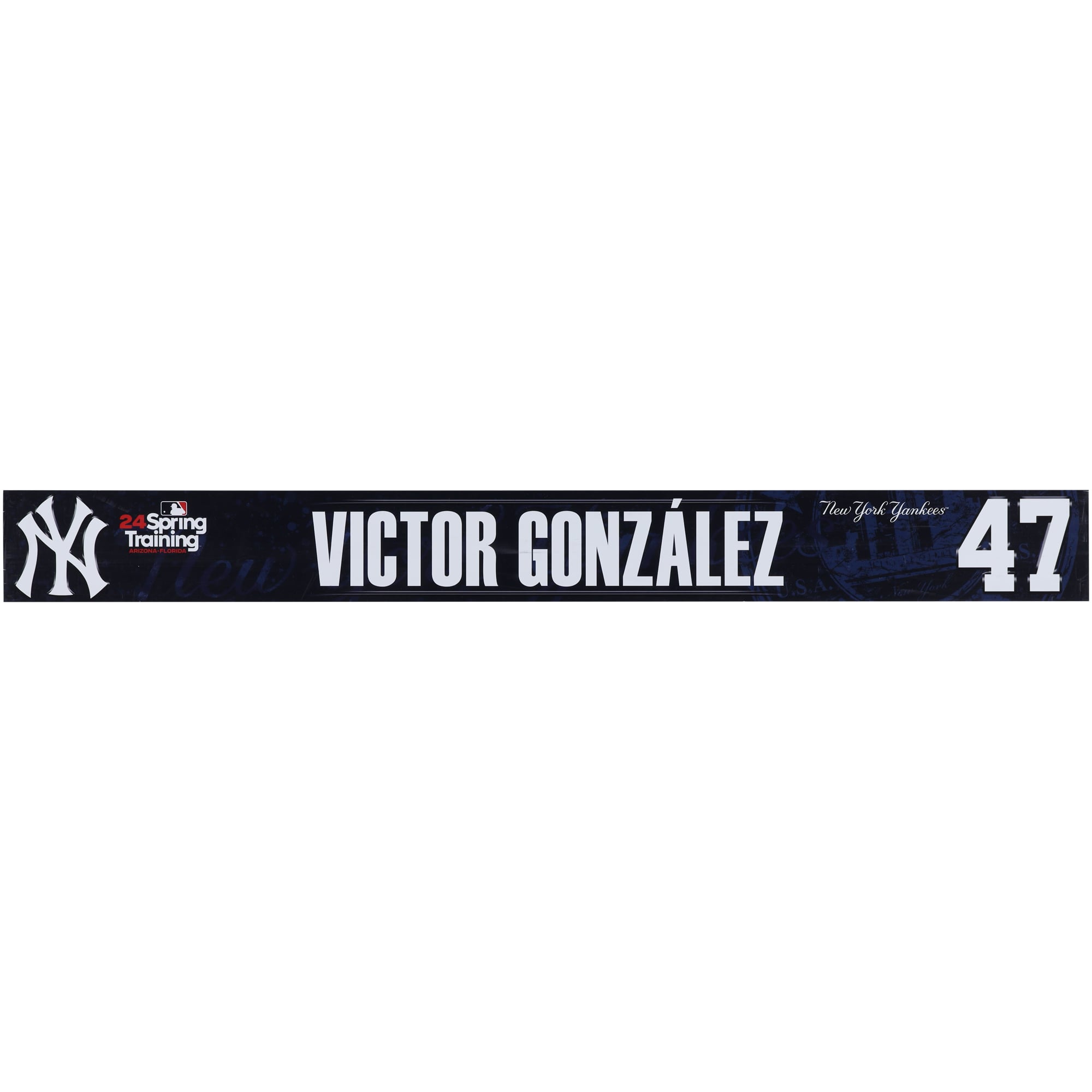 Victor Gonzalez New York Yankees Player-Issued #47 Navy Nameplate from 2024 MLB Spring Training