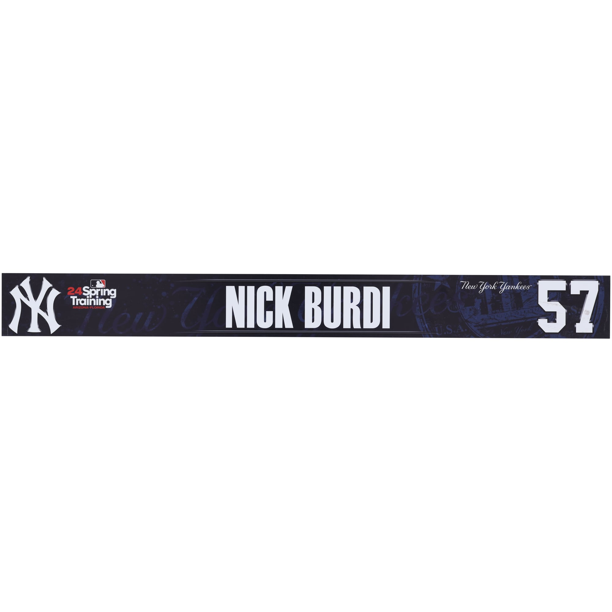 Nick Burdi New York Yankees Player-Issued #57 Navy Nameplate from 2024 MLB Spring Training