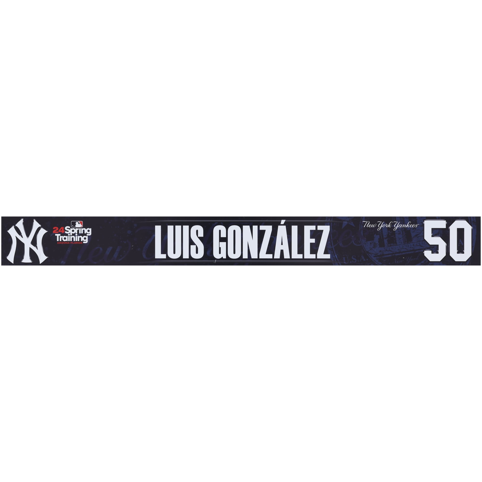 Luis Gonzalez New York Yankees Player-Issued #50 Navy Nameplate from 2024 MLB Spring Training