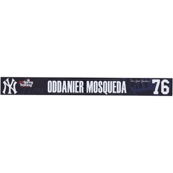 Oddanier Mosqueda New York Yankees Player-Issued #76 Navy Nameplate from 2024 MLB Spring Training