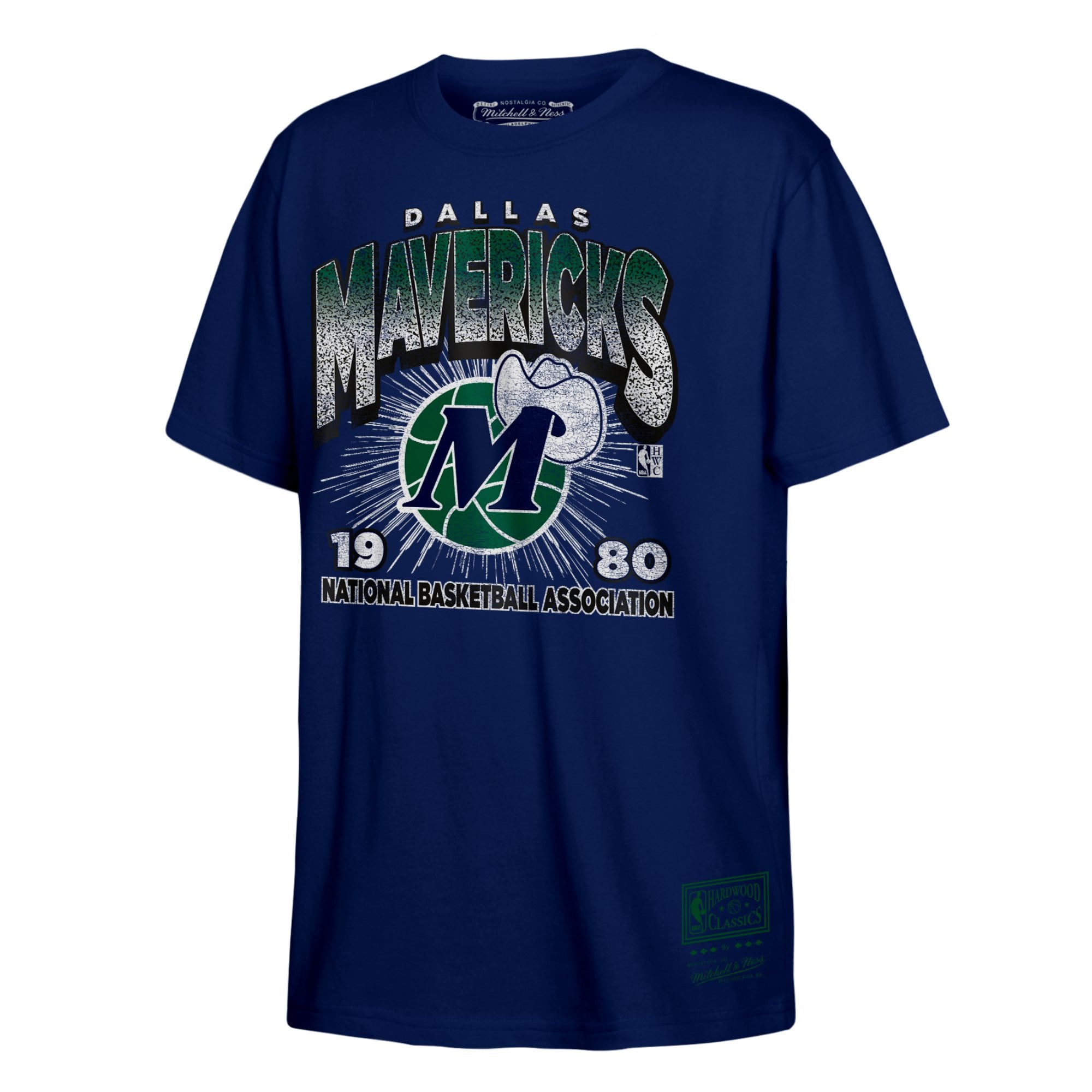 Men's Mitchell & Ness Navy Dallas Mavericks Hardwood Classics Vintage Hoopster T-Shirt